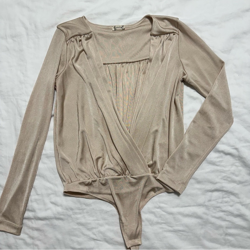 Free People Blush Beige Wrap Bodysuit - Picture 5 of 11